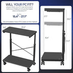 VIVO Large Mobile Adjustable 2-Tier PC Stand, Premium Gaming CPU Computer Tower - Image 5