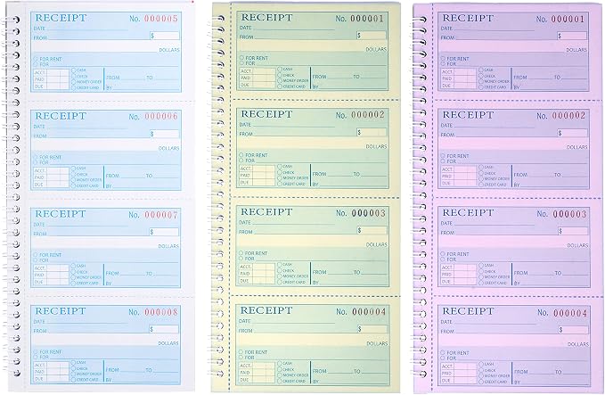 Receipt Books with Carbon Copies, Money and Rent Receipt Book, 3-Part Carbonless - Image 3