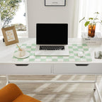 Ohocut Checkered Desk Mat, 31.5" x 15.7" Large Cute Sage Green Aesthetic Retro - Image 3