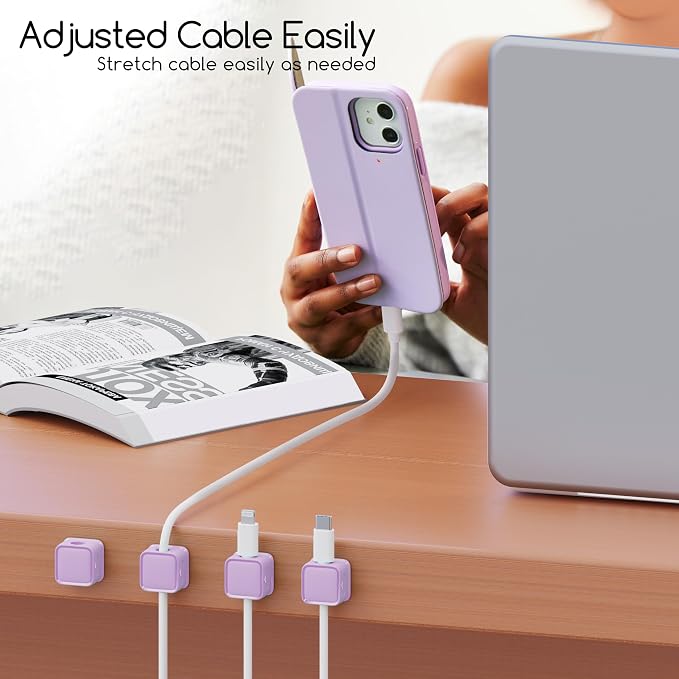 Cord Organizer Holder, 6 Pack Magnetic Desk Cable Clips Management, Hide Phone - Image 4