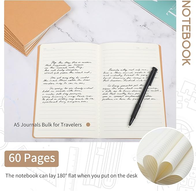 miikoul 4 Pack A5 Kraft Paper Notebook Lined Journal Bulk, 8.3 X 5.5 Inch - Image 5