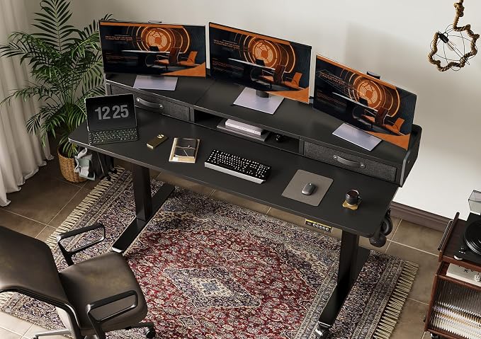 Claiks Standing Desk with Drawers, Adjustable Stand Up Electric Standing Desk - Image 2