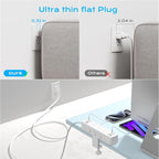 Flat Plug Desk Clamp Power Strip 10FT, 24W Total Charging Station, Desk Edge - Image 4