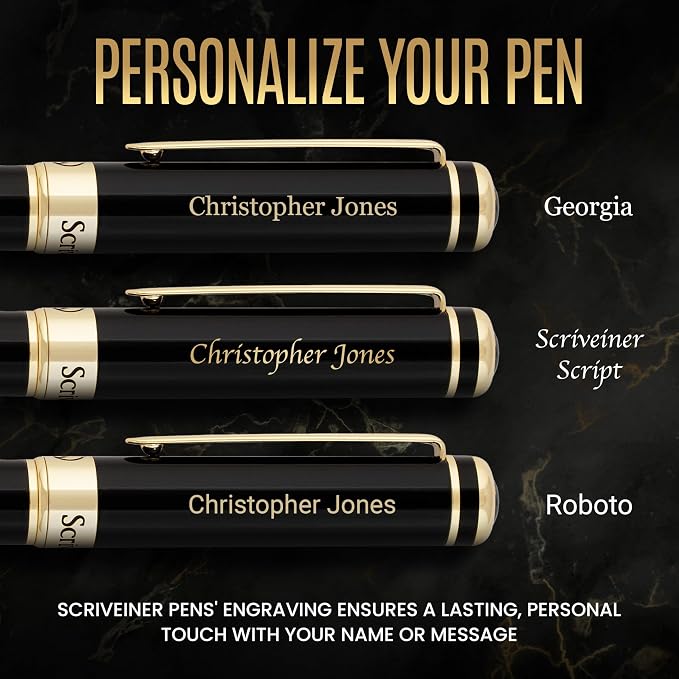 Scriveiner Personalized Black Fountain Pen - Image 2