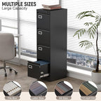 4 Drawer File Cabinet with Lock, High-Capacity Vertical Metal Filing Cabinet - Image 4
