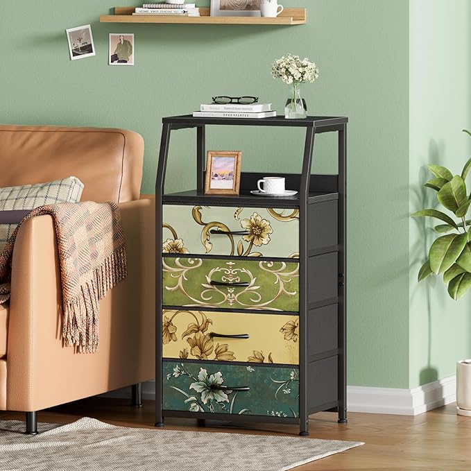Furnulem Retro Dresser for Bedroom, Small Dresser for Closet, Vintage Nightstand - Image 2