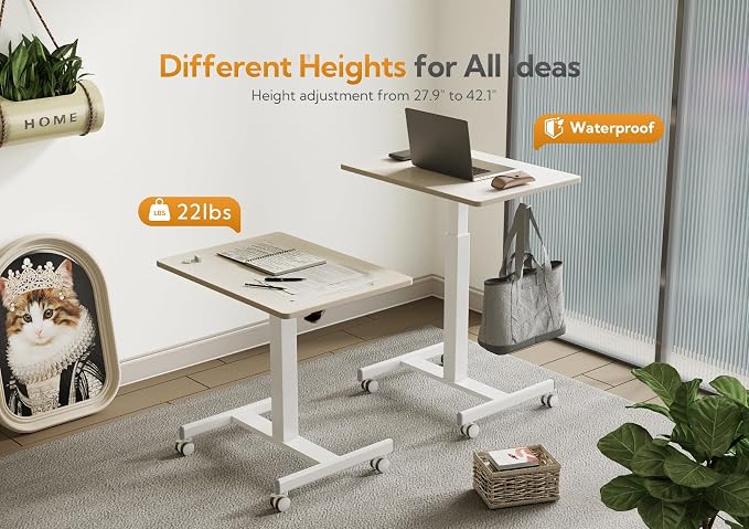 YDN Mobile Mobile Standing Desk, Adjustable Height Portable Laptop Desk - Image 5