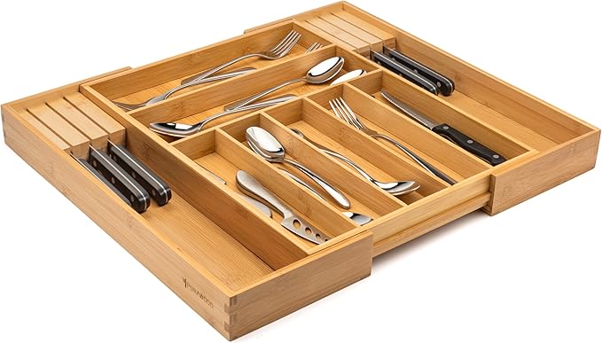 Bamboo Drawer Organizer with Knife Blocks - Image 6