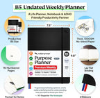 Roterunner Purpose Planner Notebook B5 7.5”x9.8” Undated 2026 Daily Weekly and - Image 2