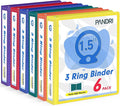 3 Ring Binder 1.5 Inch, PANDRI 6 Pack 1.5-Inch Binder Fits Letter Size 8.5'' x by PANDRI