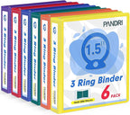 3 Ring Binder 1.5 Inch, PANDRI 6 Pack 1.5-Inch Binder Fits Letter Size 8.5'' x by PANDRI