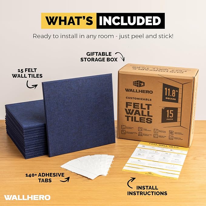 Large Cork Board Alternative | 15 Pack | Sizing Up to 59”x36”, Felt Wall Tiles - Image 3