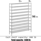 Regal Altair 18" Deep x 72" Wide x 96" Height Wire Shelving Kit | 10-Tier | NSF - Image 3