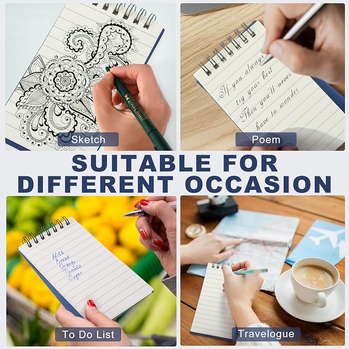 Tenceur 2 Pcs Pocket Notebook Bulk Small 3x5 Inch Spiral Notepads Mini Top - Image 5