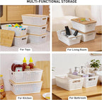 Anywish Storage Bins with Lids 8 Packs, Plastic Storage Bins with Bamboo Lids - Image 5