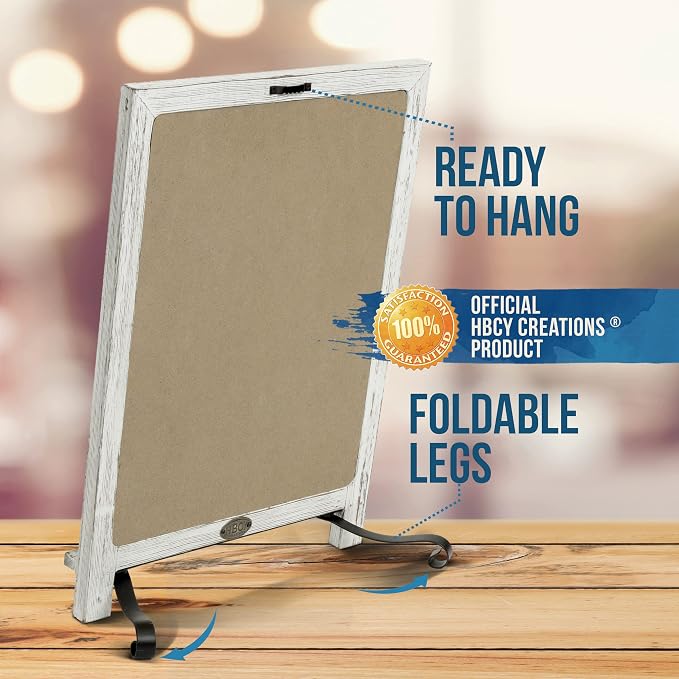 Rustic Whitewash Tabletop Chalkboard Sign/Hanging Magnetic Wall - Image 3