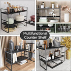 jkxoo Expandable Cabinet Shelf Organizers, Stackable Metal Shelves Extender - Image 6