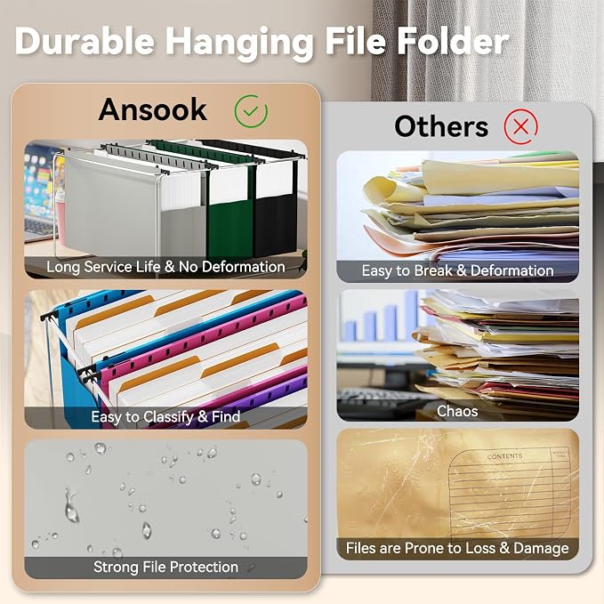 Ansook Legal Size Hanging File Folders Extra Capacity, Heavy Duty 4" Expandable - Image 5
