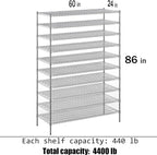 Regal Altair 24" Deep x 60" Wide x 86" Height Wire Shelving Kit | 10-Tier | NSF - Image 3