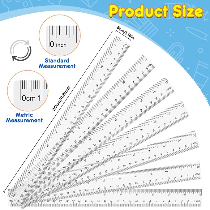 32 Pack Clear Plastic Ruler 12 Inch, Rulers Bulk - Image 3