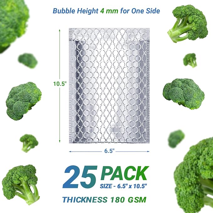 Amiff Silver Thermal Bubble Mailer, 6.5 x 10.5 Inches. 25 Pack Metallic Bubble - Image 2