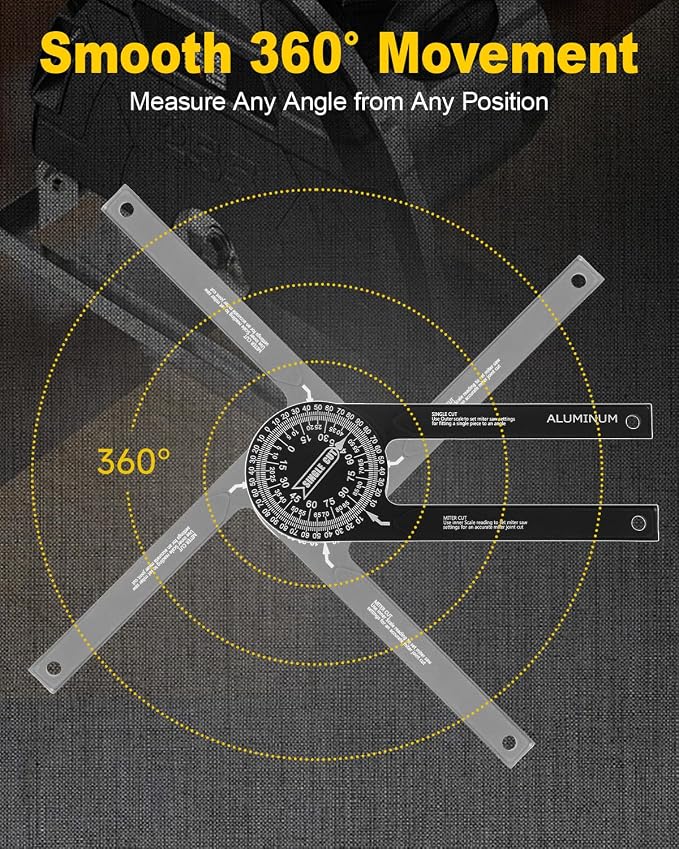 Anyongora 7.2" Miter Saw Protractor Angle Finder, CNC Aluminum Miter Gauge - Image 4