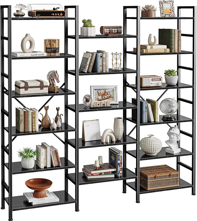 SUPERJARE Triple 6 Tier Bookshelf, Bookcase - Image 9