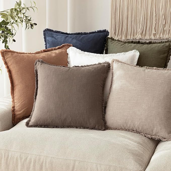 Foindtower Set of 2 Decorative Linen Fringe Lumbar Throw Pillow Covers - Image 7