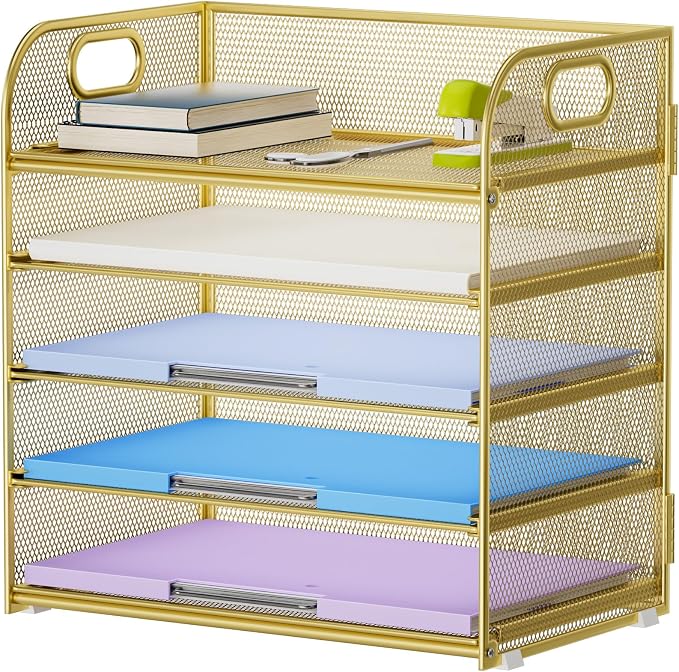 Marbrasse Paper Organizer Letter Tray, 5 Tier Mesh File Organizer by Marbrasse