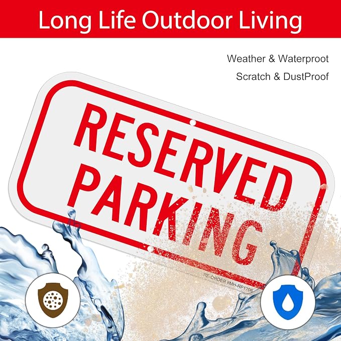 2 Pack Reserved Parking Signs, 12x6Inch Aluminum Reserved Sign, UV Protected - Image 7
