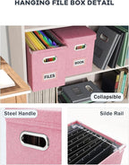 Oterri File Organizer With Lid, Hanging Filing Box With Mesh Pocket, Document - Image 5