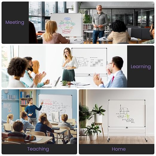 VUSIGN Rolling Dry Erase Board, 48 x 36 Inches Double-Side White Board on Wheels - Image 7
