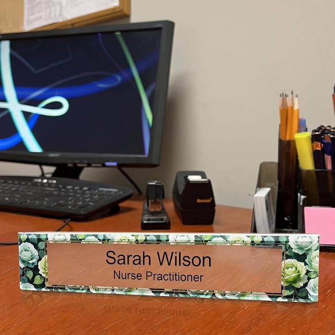 Signs ByLITA Floral Pattern Customized Nameplate | Sage Rose Personalized Full - Image 6