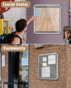 Mifuro 28"x26" Enclosed Bulletin Board, Lockable Weather-Resistant Aluminum - Image 8