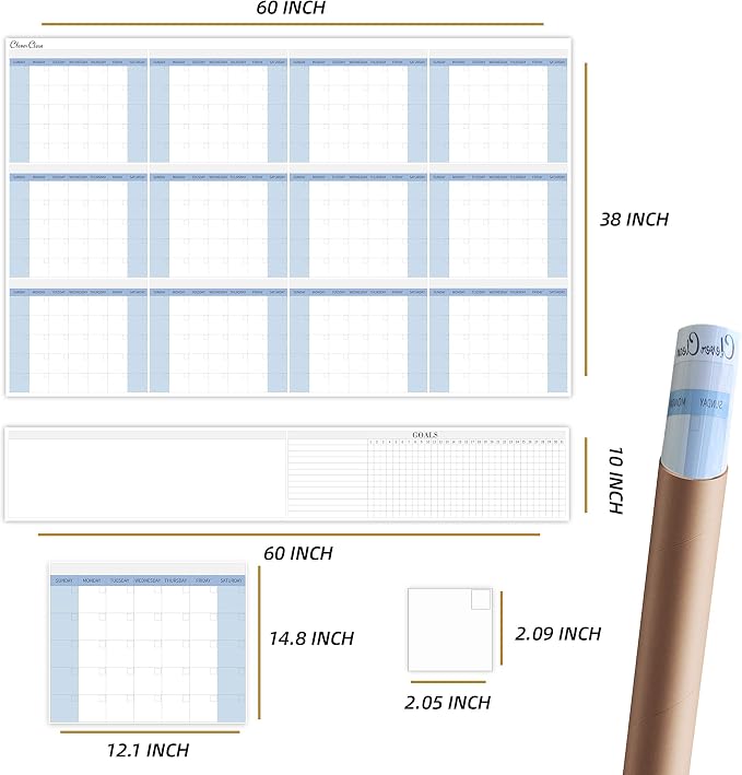 CLEVER CLEAN Large Dry Erase Wall Calendar 5 Feet- 48"x60" 2026 Undated Yearly - Image 2