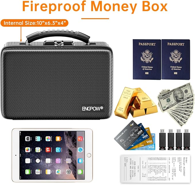 ENGPOW Fireproof Money Box, Small Hard Case Fireproof Box - Image 6