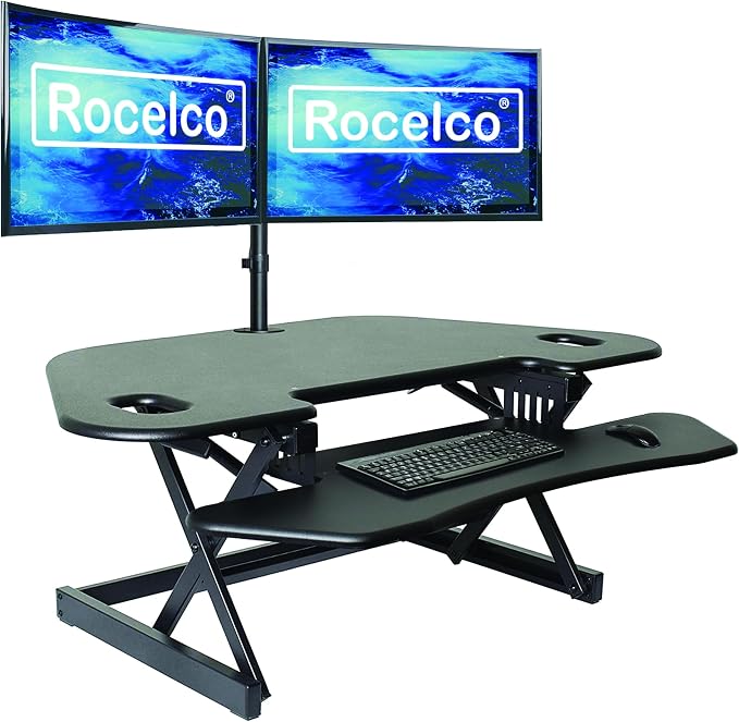 Rocelco 46" Height Adjustable Corner Standing Desk Converter - Image 2