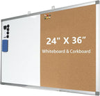 Combination Writeboard 36"x 24" Magnetic Whiteboard & Cork Board Aluminium by YoupuStationery