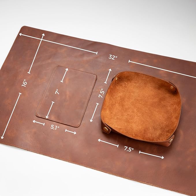 Node Leather - Genuine Leather Desk Mat, Desk Organizer & Cup Coaster - Leather - Image 6