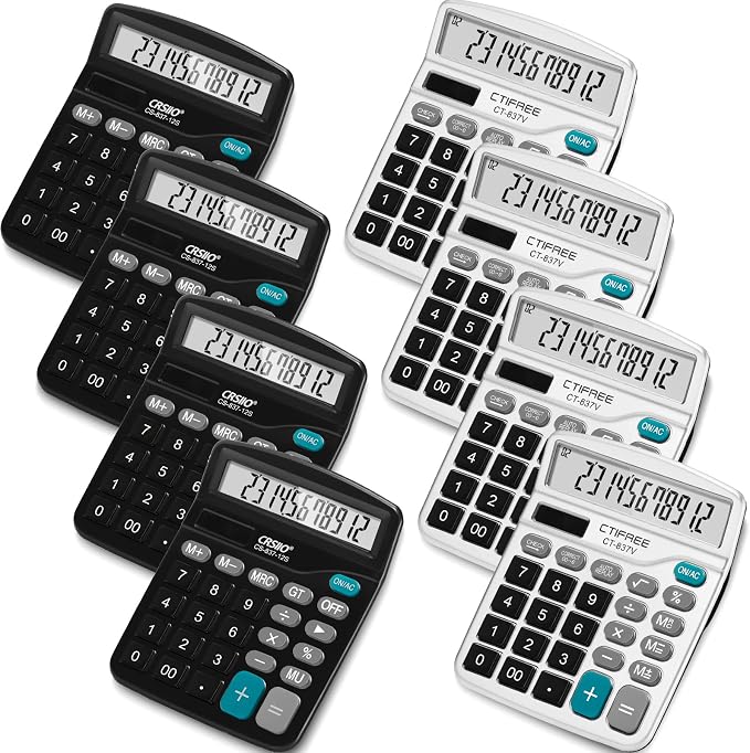 Flutesan 8 Pack Calculator Bulk 12 Digit Solar Power Calculator Solar and by Flutesan