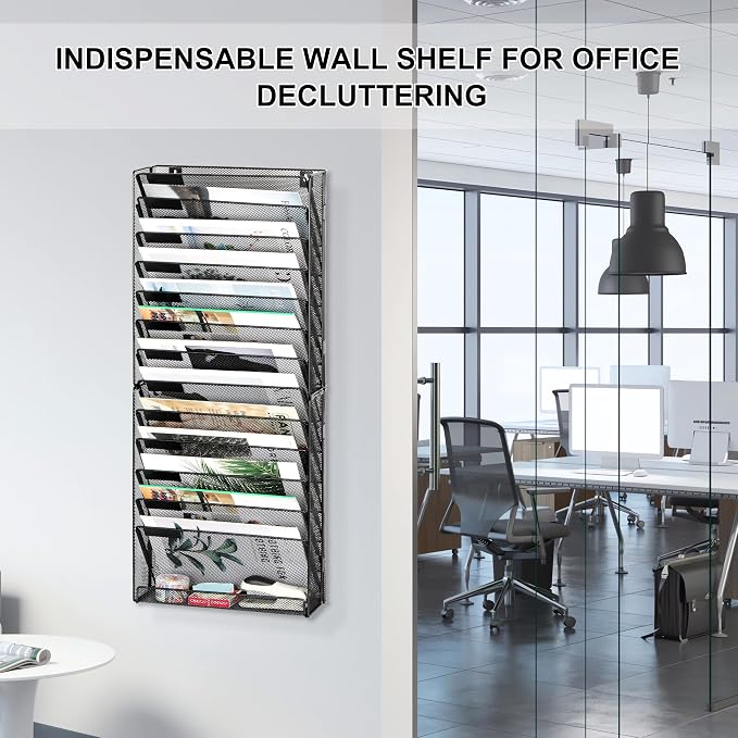 EasyPAG Wall File Holder 14 Tier Mesh Hanging Folder Organizer - Image 5