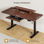 ONBRILL Standing Desk with Drawer, 55x23.6 Inches Solid Wood Desktop Stand Up - Image 2
