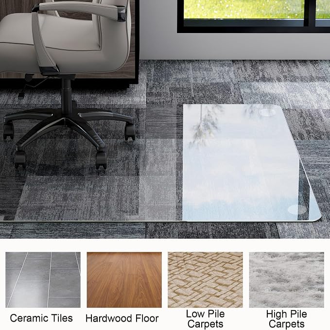 GLSLAND Tempered Glass Chair Mat, Transparent - Image 6