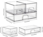 Vorey Clear Stackable Desk Storage Drawers, 3 Pack Acrylic Bathroom Makeup - Image 3