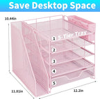 Gugsey Desk Organizer, 5-Tier Paper Letter Tray Organizer - Image 2
