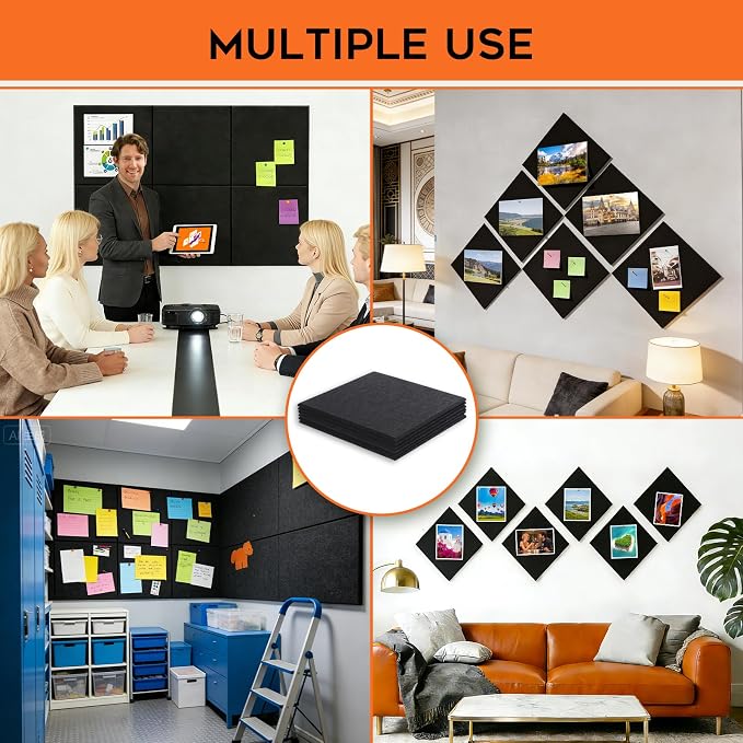 Large Cork Board, 6 Pack Felt Wall Tiles - Image 8