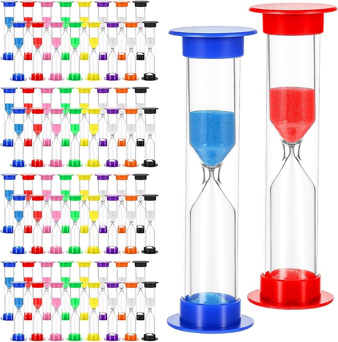 80 Pcs Plastic 1 Minute Sand Timer, 3.42" x 0.98" Small Sand Timer Bulk by MAQUITA