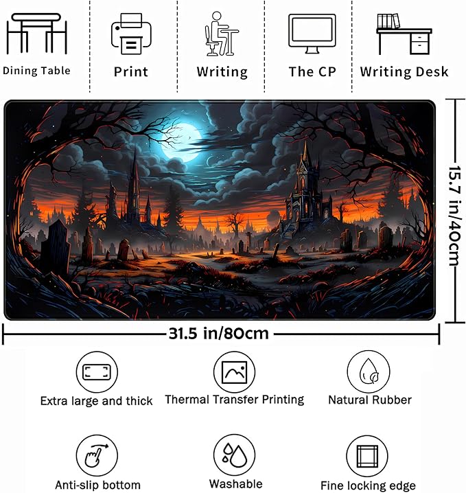 Dark Fantasy Castle Desk Pad Extended Gaming Mouse Pad, XXL Large Computer - Image 2