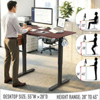 SHW 55 x 28 Inches Electric Height Adjustable Standing Desk - Image 6