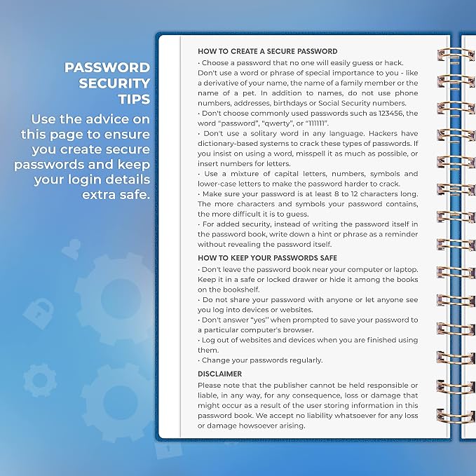 Clever Fox Password Book Spiral – Internet Address & Password Organizer - Image 5